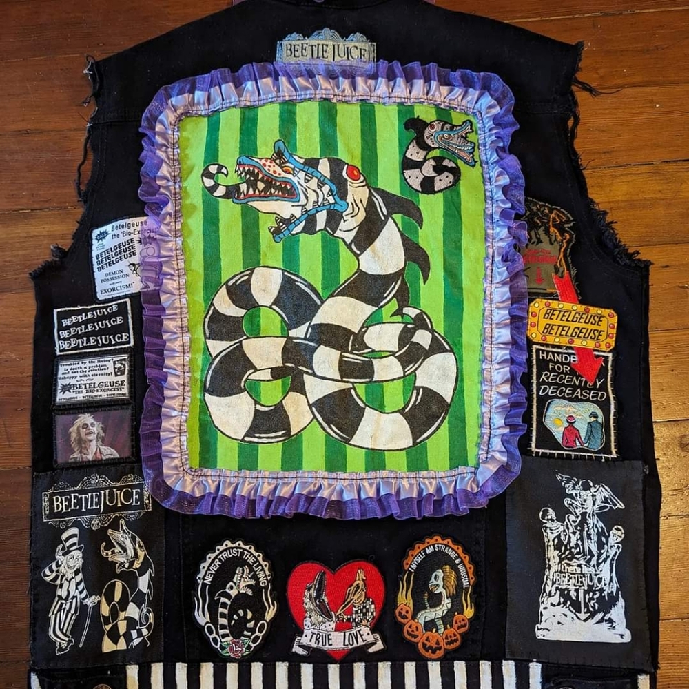 Hand painted Beetlejuice sandworm battle vest